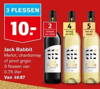 Hoogvliet Jack Rabbit Merlot, chardonnay of pinot grigio aanbieding