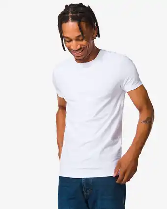 HEMA Hema heren t-shirt slim fit o-hals wit (wit) aanbieding