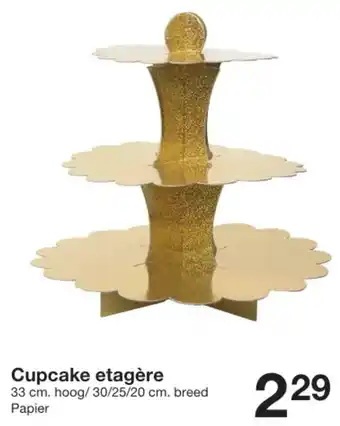 Zeeman Cupcake etagère 33 cm. hoog/30/25/20 cm. breed Papier aanbieding