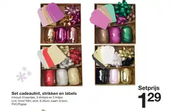 Zeeman Set cadeaulint, strikken en labels aanbieding