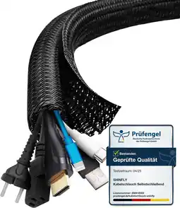 Amazon Shinfly 3 meter kabelopvang, bureaukabelopvang, elektrische kabelmantel ∅13mm, elektrische kabelhoes, tv-kabelopvang voor kan aanbieding