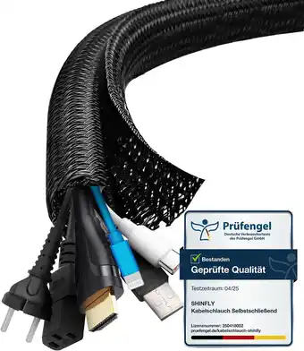 Amazon Shinfly 3 meter kabelopvang, bureaukabelopvang, elektrische kabelmantel ∅13mm, elektrische kabelhoes, tv-kabelopvang voor kan aanbieding