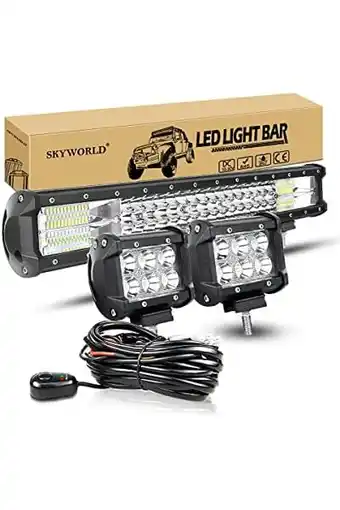 Amazon Skyworld 51cm 288w led lichtbalk met 12v bedrading + 2st 10cm 18w schijnwerper werklicht offroad lichten mistlamp werklampen  aanbieding