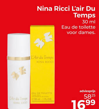 Trekpleister Nina ricci l'air du temps aanbieding