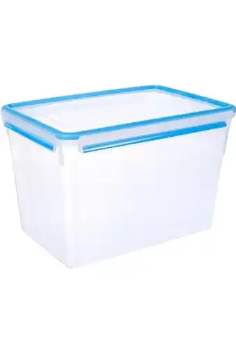 Amazon Emsa 508549 rechthoekige vershouddoos met deksel, 10,8 liter, transparant/blauw, clip & close aanbieding