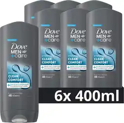 Amazon Dove men+care clean comfort 3-in-1 douchegel, extra hydratatie en een frisse geur speciaal voor mannen - 6 x 400 ml - voordee aanbieding