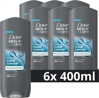 Amazon Dove men+care clean comfort 3-in-1 douchegel, extra hydratatie en een frisse geur speciaal voor mannen - 6 x 400 ml - voordee aanbieding