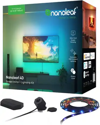 Amazon Nanoleaf nf082k02-40ls 4d screen mirror kit + lightstrip kit voor tv's en schermen tot 65 inch/165 cm - rgb led-strip aangesl aanbieding