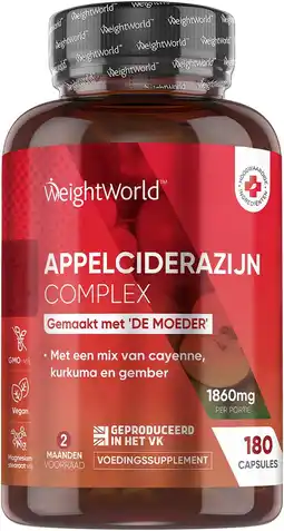 Amazon Apple cider vinegar complex - 1860 mg per portie - 180 vegan capsules voor 2 maanden - verrijkt met cayennepeper, gember en k aanbieding
