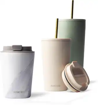 Amazon Mameido thermosbeker 350ml white marble - koffiemok gemaakt van roestvrij staal dubbelwandig geïsoleerd, lekvrij - coffee to aanbieding