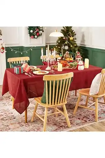 Amazon Deconovo kerst tafelkleed linnenlook waterproof rechthoekige afwasbaar tafeldoek lotuseffect voor feestdag eettafel rood 137x aanbieding