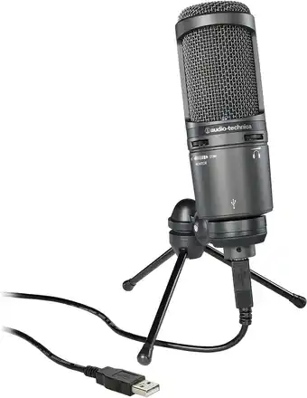 Amazon Audio-technica at2020usb+ cardioïde condensatormicrofoon (usb-aansluiting) voor voice-over, podcasting, streaming en opname aanbieding