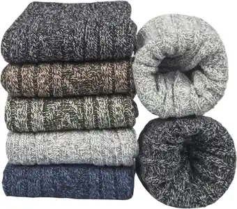 Amazon Ysense dikke damessokken, 5 paar, merinowol, warme gebreide sokken, damessokken, thermosokken voor dames, winter (36-42) aanbieding