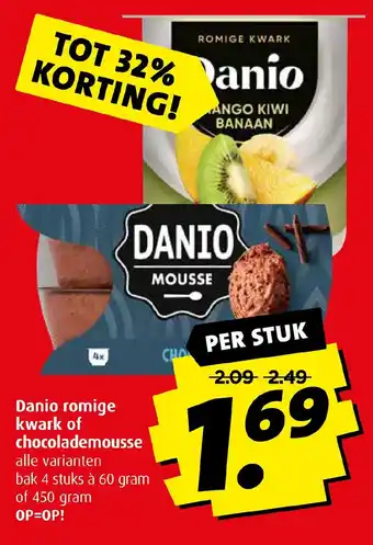 Boni Danio romige kwark of chocolademousse aanbieding