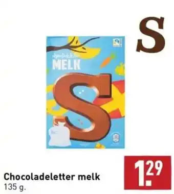 ALDI Chocoladeletter melk 135 g. aanbieding