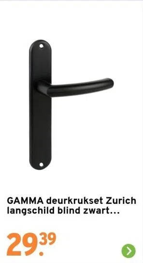 GAMMA Gamma deurkrukset zurich langschild blind zwart (aluminium) aanbieding