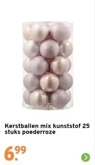 GAMMA Kerstballen mix kunststof 25 stuks poederroze aanbieding