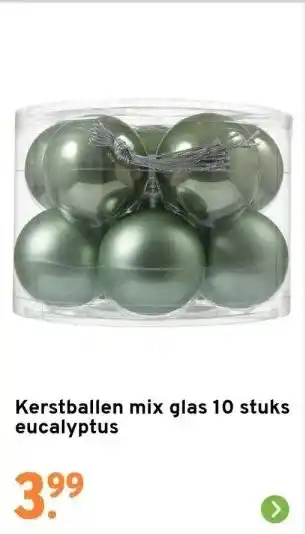 GAMMA Kerstballen mix glas 10 stuks eucalyptus aanbieding