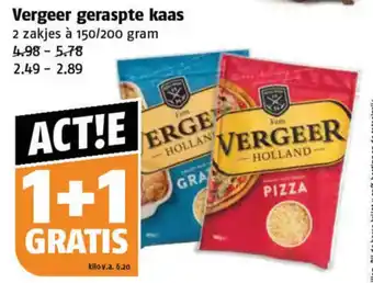 Poiesz Vergeer geraspte kaas 2 zakjes à 150/200 gram aanbieding