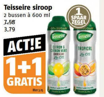 Poiesz Teisseire siroop 2 bussen à 600 ml aanbieding