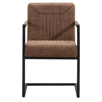 Leen Bakker Eetkamerstoel mats met armleuning - cognac aanbieding