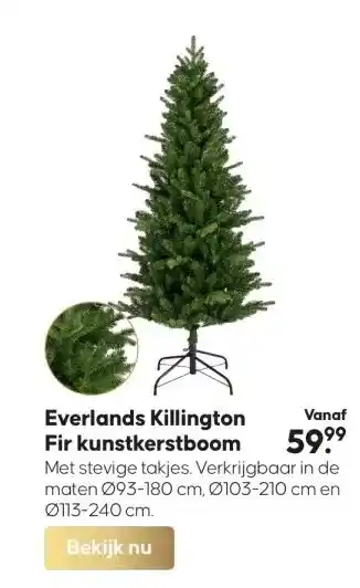 Boerenbond Everlands killington fir kunstkerstboom aanbieding