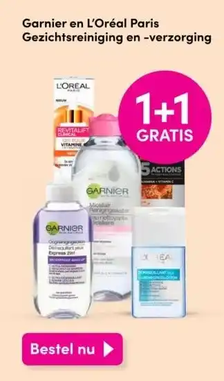DA Garnier en l'oréal paris gezichtsreiniging en -verzorging aanbieding