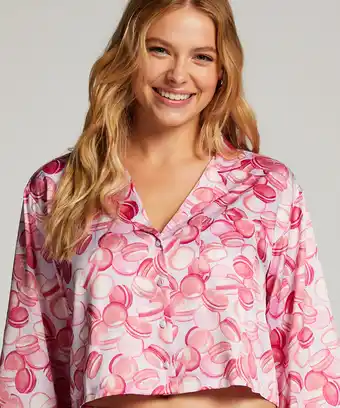 Hunkemoller Hunkemöller jacket lange mouwen satijn roze aanbieding