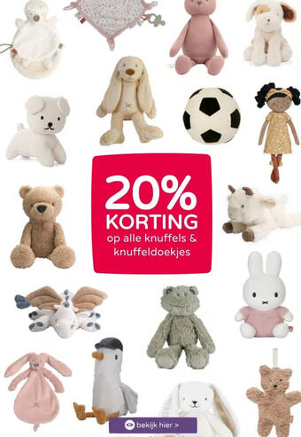 Prenatal 20% korting op alle knuffels & knuffeldoekjes aanbieding