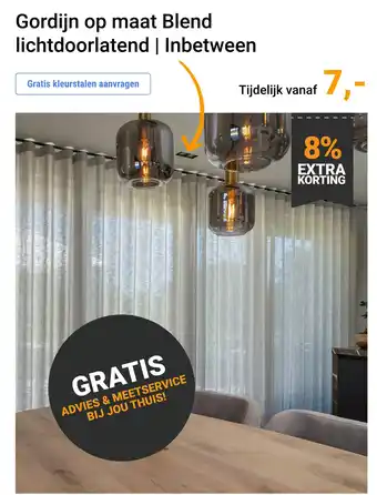 Raamdecoratie.com Gordijn op maat blend lichtdoorlatend | inbetween aanbieding