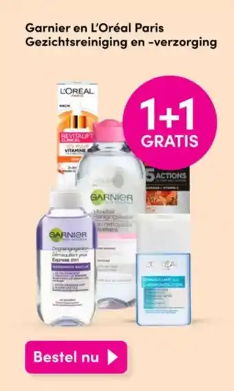 DA Garnier en L'Oréal Paris Gezichtsreiniging en -verzorging aanbieding