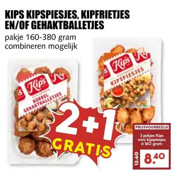 MCD Supermarkt Kips kipspiesjes, kipfrietjes en/of gehaktballetjes aanbieding