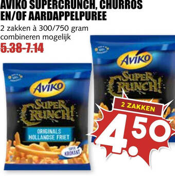 MCD Supermarkt Aviko supercrunch, churros en/of aardappelpuree aanbieding