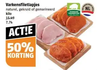 Poiesz Varkensfiletlapjes naturel, gekruid of gemarineerd kilo aanbieding