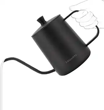 Amazon Easyworkz giet over waterkoker roestvrij staal zwanenhals lange smalle druppeluitloop koffie pot 600ml (zwart) aanbieding