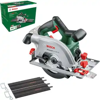 Amazon Bosch universal circ 18v-53 accucirkelzaag (nauwkeurig zagen in elk houtmateriaal max. zaagdiepte 53 mm 2-delige geleiderails aanbieding