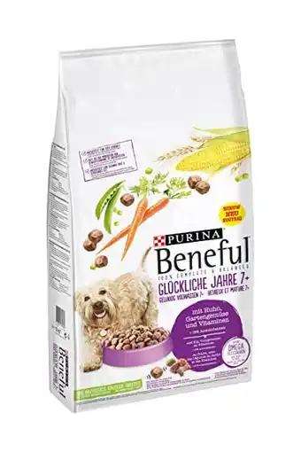 Amazon Beneful gelukkig volwassen 7+ hondenvoer, senior hondenbrokken met kip & groenten, 12kg aanbieding