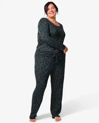 HEMA Hema dames pyjama micro groen (groen) aanbieding