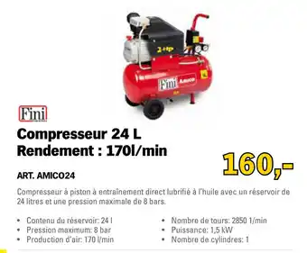 Toolspecial Fini Compresseur 24L Rendement: 170L/min | AMICO24 aanbieding