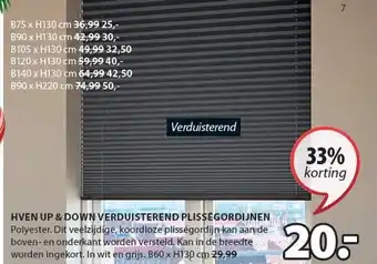 Jysk Hven up & down verduisterend plisségordijnen aanbieding