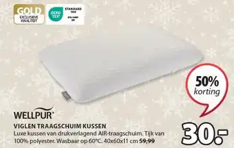 Jysk Wellpur viglen traagschuim kussen aanbieding