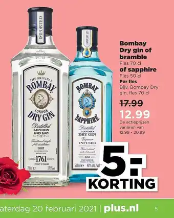 PLUS Bombay Dry gin of bramble aanbieding