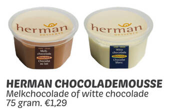 Dekamarkt HERMAN CHOCOLADEMOUSSE  75 gram. aanbieding