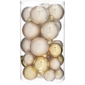 Blokker Kerstballen kunststof s/30 goud-champagne-wit aanbieding