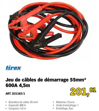 Toolspecial Tirex Jeu de cables de demarrage 55mm2 600A 4.5m | D21165/1 aanbieding