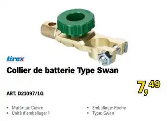 Toolspecial Tirex Collier de batterie type Swan | D21097/1G aanbieding