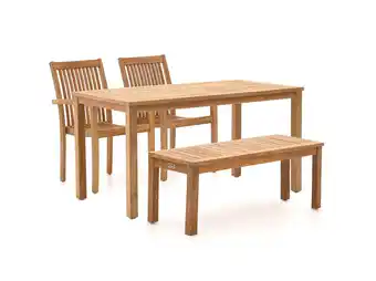 Kees Smit Sunyard jakarta/liverpool 145cm dining tuinset met bank 4-delig stapelbaar aanbieding