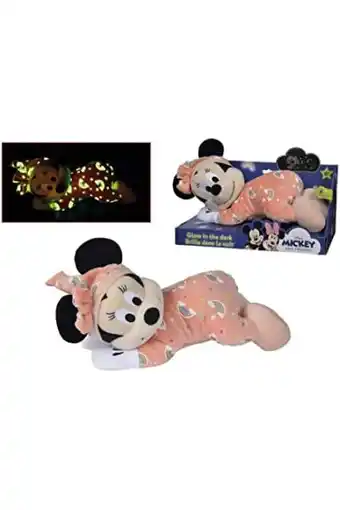 Amazon Disney - minnie mouse, glow in the dark, roze, pluche, knuffel, 30cm, liggend, vanaf 0 maanden, babygeschenk aanbieding