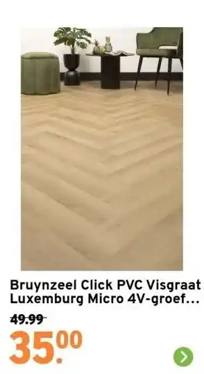 GAMMA Bruynzeel click pvc visgraat luxemburg micro 4v-groef 4mm 2,42m2 aanbieding