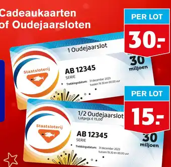 Hoogvliet Cadeaukaarten of oudejaarsloten aanbieding